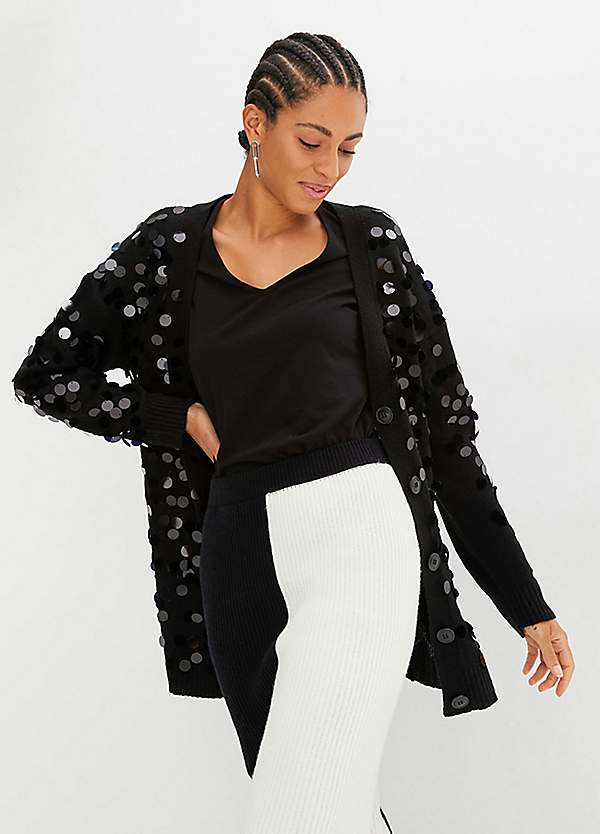 Long sequin cardigan sale