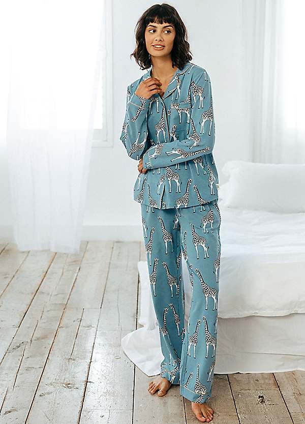Pyjama Sets Chelsea Pyjamas Womens Giraffe Button Up Pyjama Set By