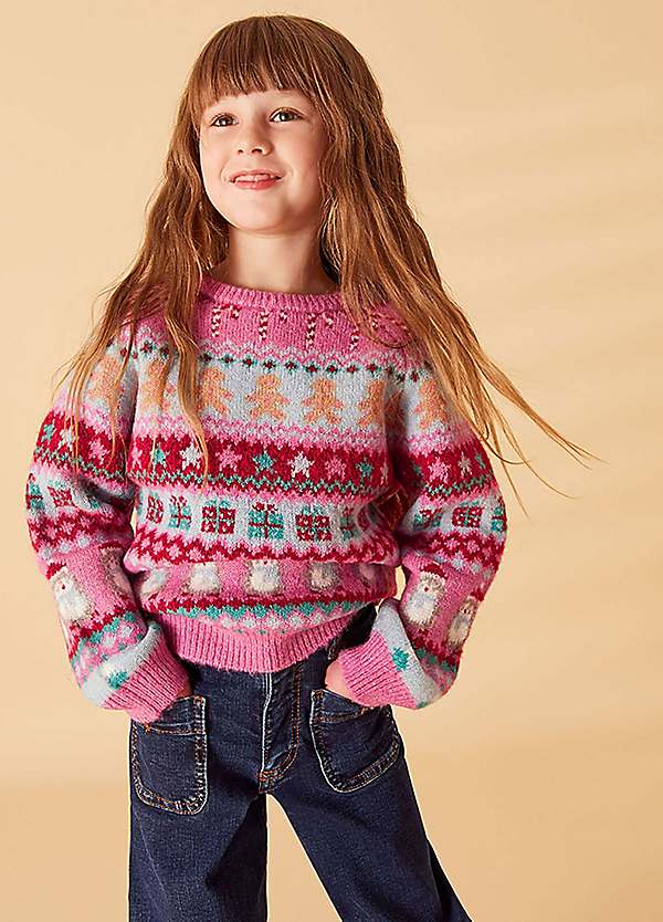 Girls fair isle jumper sale