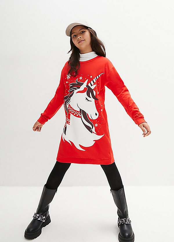 Girls Christmas Unicorn Sweatshirt Dress by bonprix Look Again