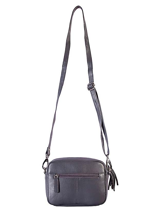 Giulia Grey Leather Cross Body Bag by Storm London