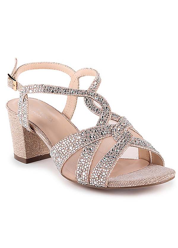 Block heel 2024 sandals glitter