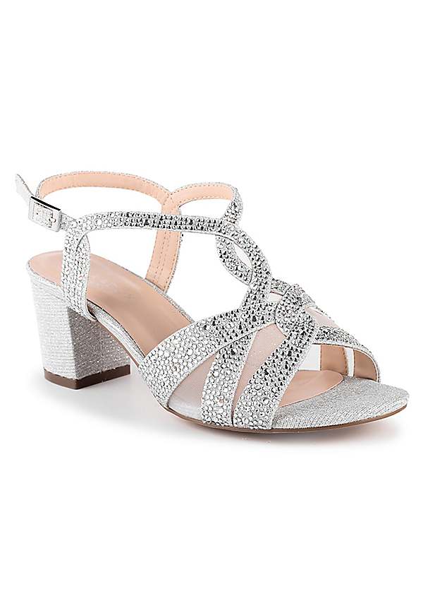 Silver wide shop feet heels