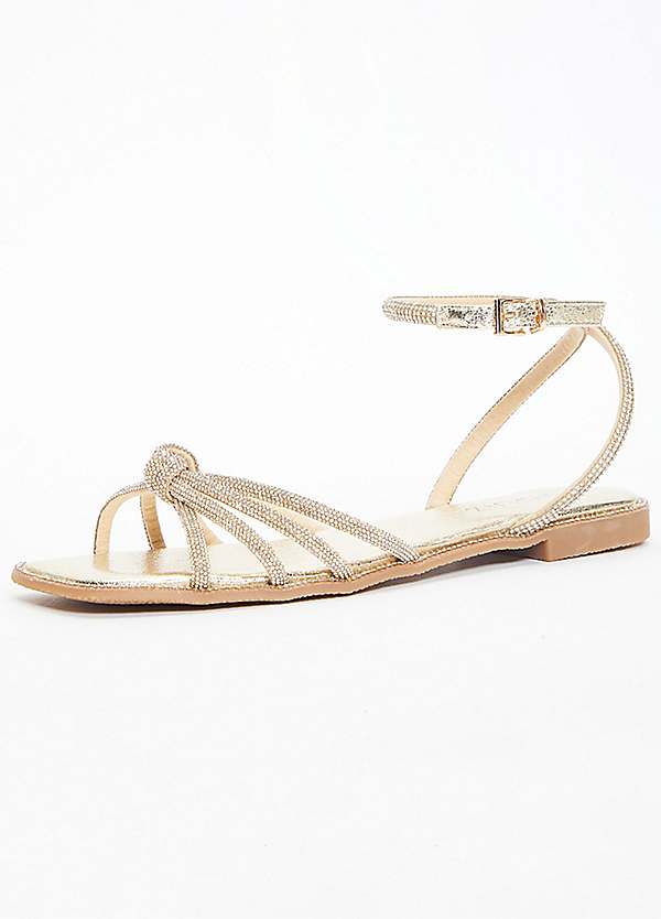 Gold diamante sandals online