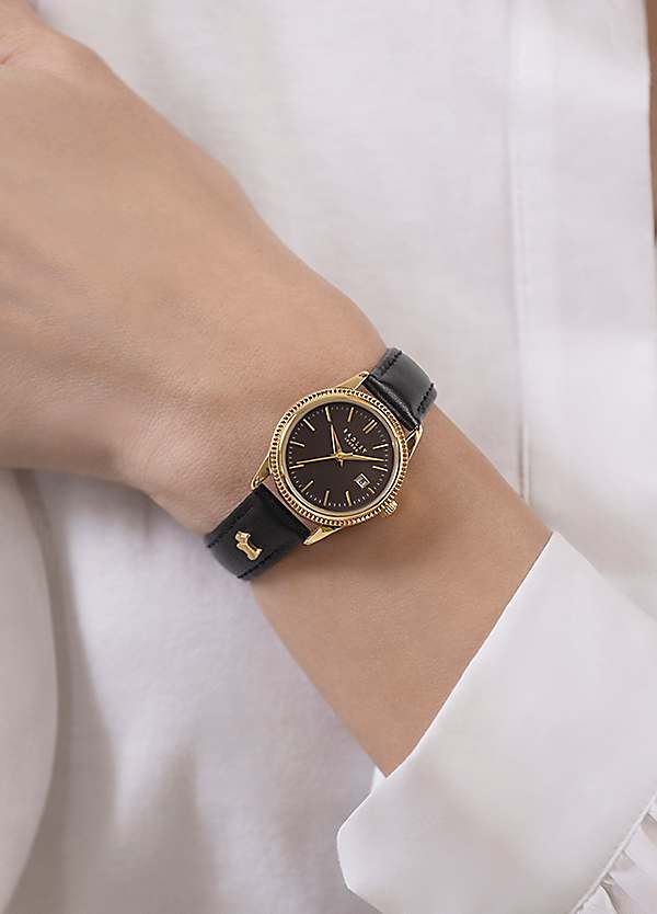 Gold Plated Black Leather Strap Watch by Radley London