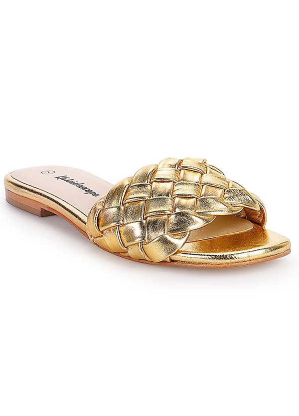 Gold cheap weave sandals