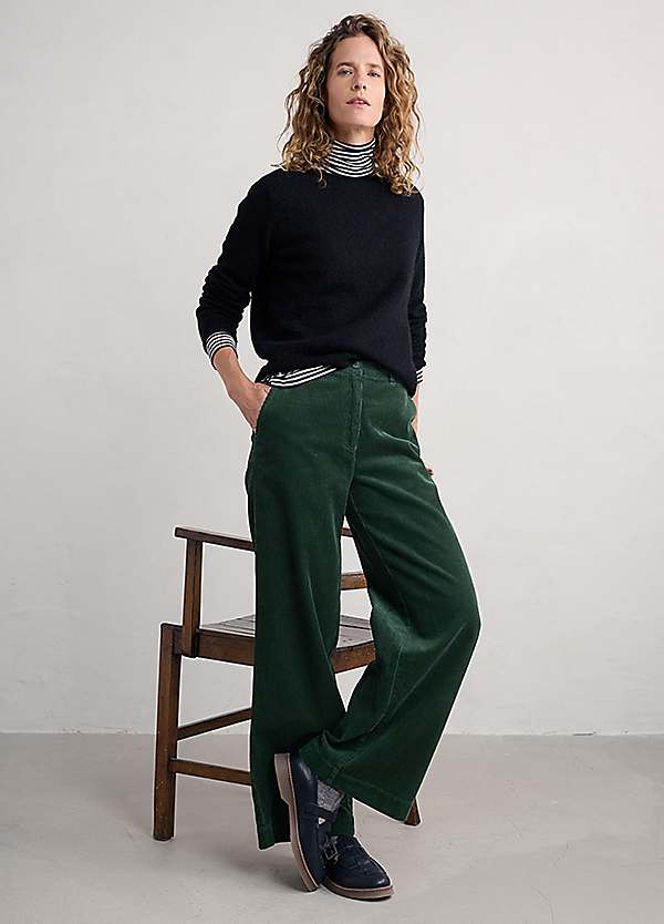 Cord wide leg fashion trousers