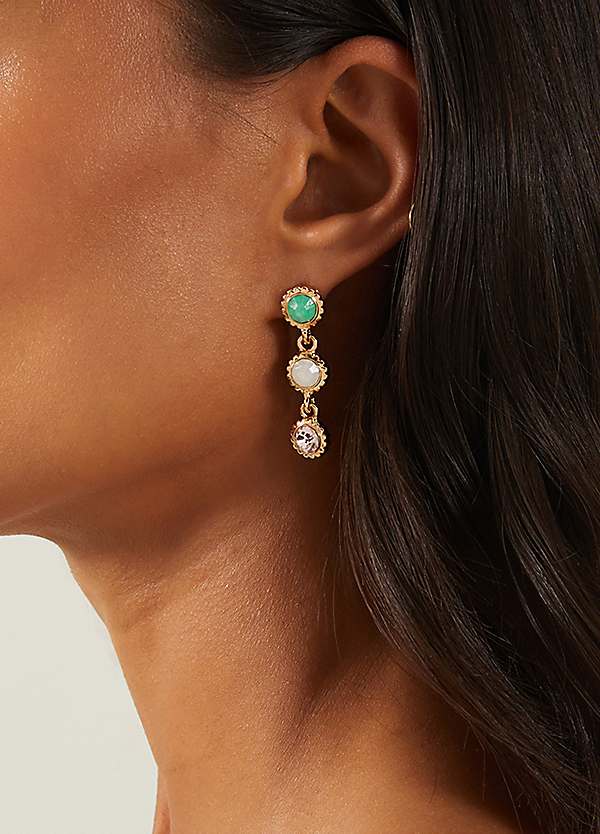 Green Pave Jewel Drop Earrings by Accessorize Look Again