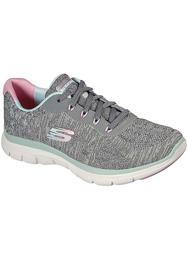 Grey Engineered Circular Knit Lace-Up Trainers by Skechers