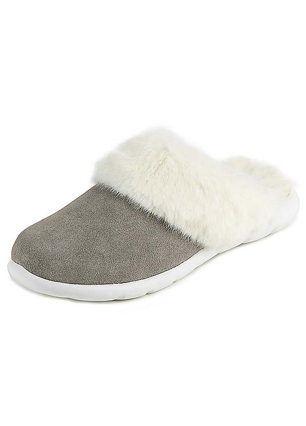 Totes grey mule online slippers