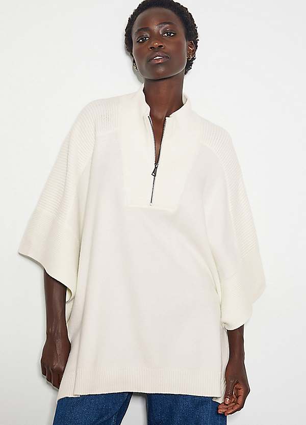 Half Zip Knit Poncho by Monsoon Look Again