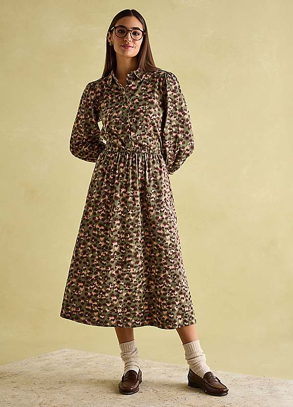 joules jersey dresses Hazel Shirt Dress by - Khaki Print Style_V Neckline Dresses & Gowns