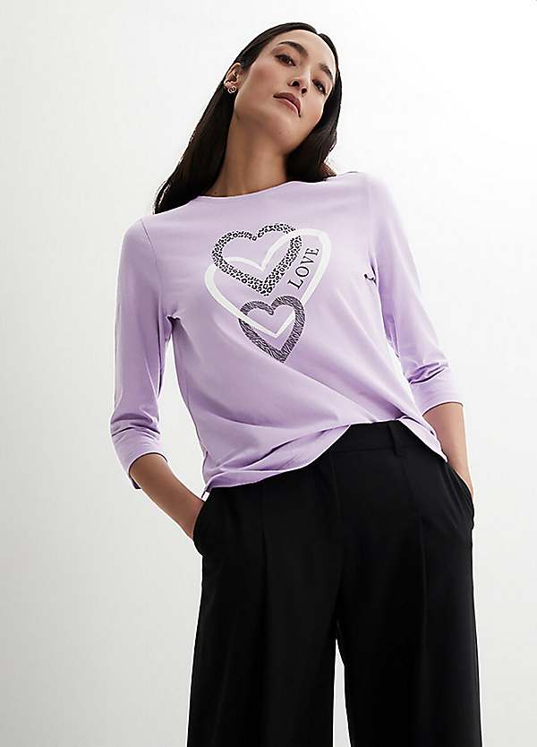 Heart Print Three-Quarter Sleeved Top by bonprix