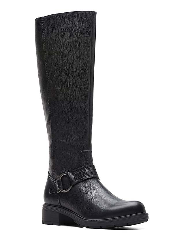 Clarks black cheap knee high boots