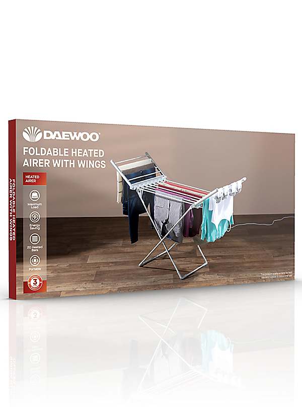 Heated Clothes Airer with Wings with Cover by Daewoo