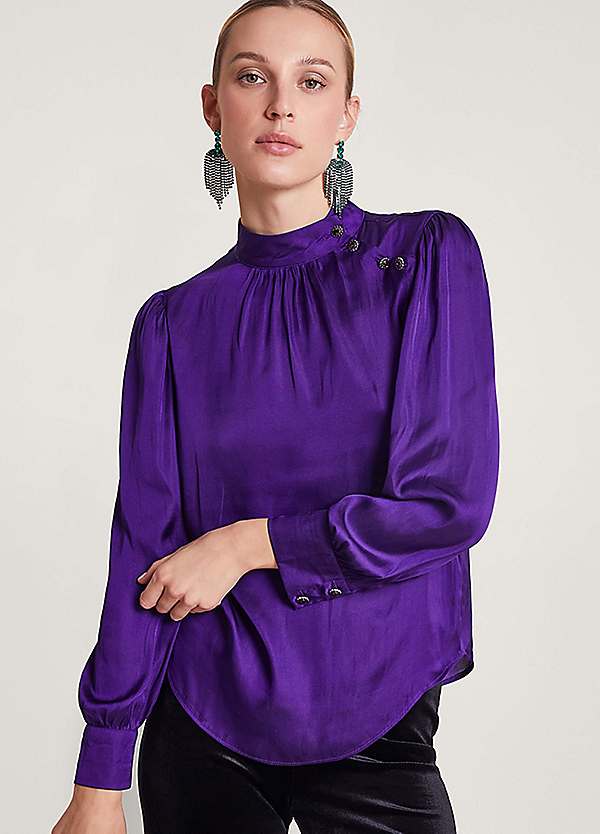 satin purple blouse