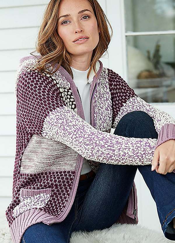 Hooded Knitted Zip Cardigan by Cotton Traders | Look Again