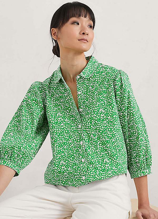 Pure Cotton Blouson Sleeve Blouse