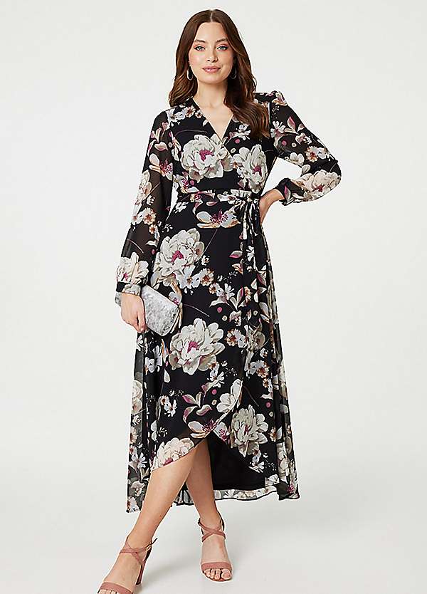 Izabel London Asymmetric Wrap Midi Dress