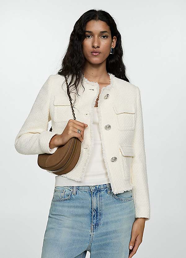 Mango Tweed Blazer Beige Jacket Wintour By Mango Look Again