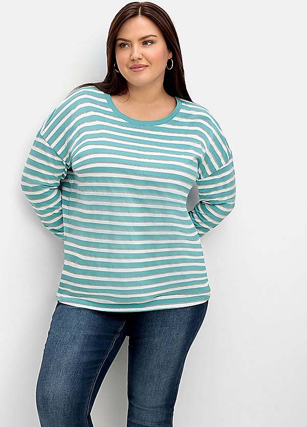 plus size striped long sleeve shirt