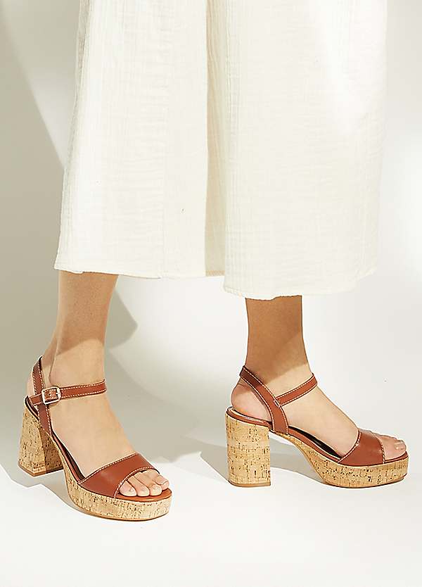 Jodi Tan Cork Platform Heeled Sandals by Dune London