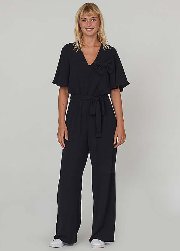 Short sleeve wide leg jumpsuit on sale