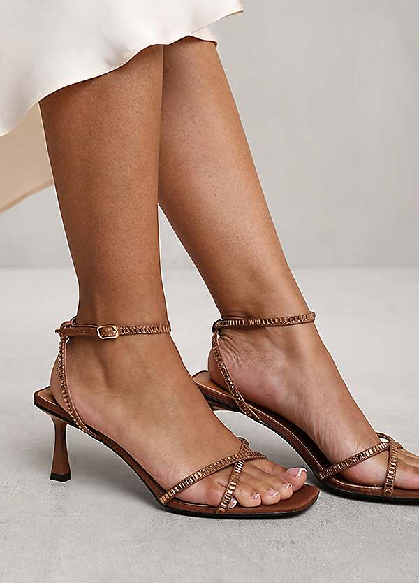 Kenia Wide Fit Square Toe Low Block Heels with Diamante Cross Over