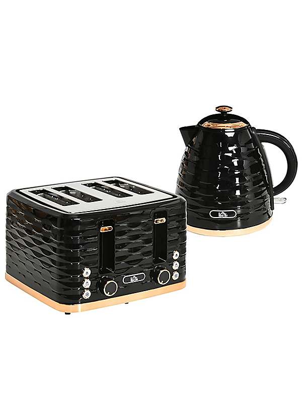 Kettle Slice Toaster Set Black by HOMCOM Look Again