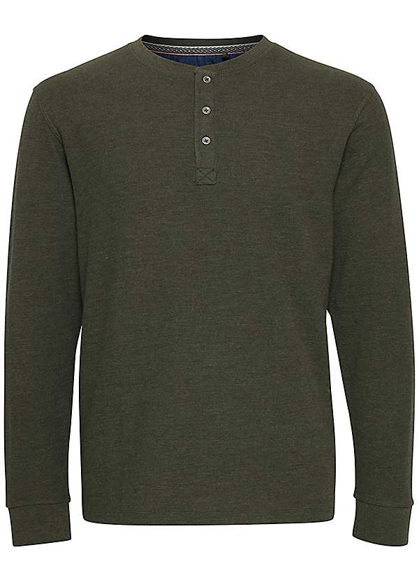 Khaki Long Sleeve Henley T-Shirt by Blend Look Again
