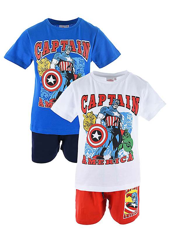 Kids Pack of 2 Captain America T Shirt Shorts Set by Suncity