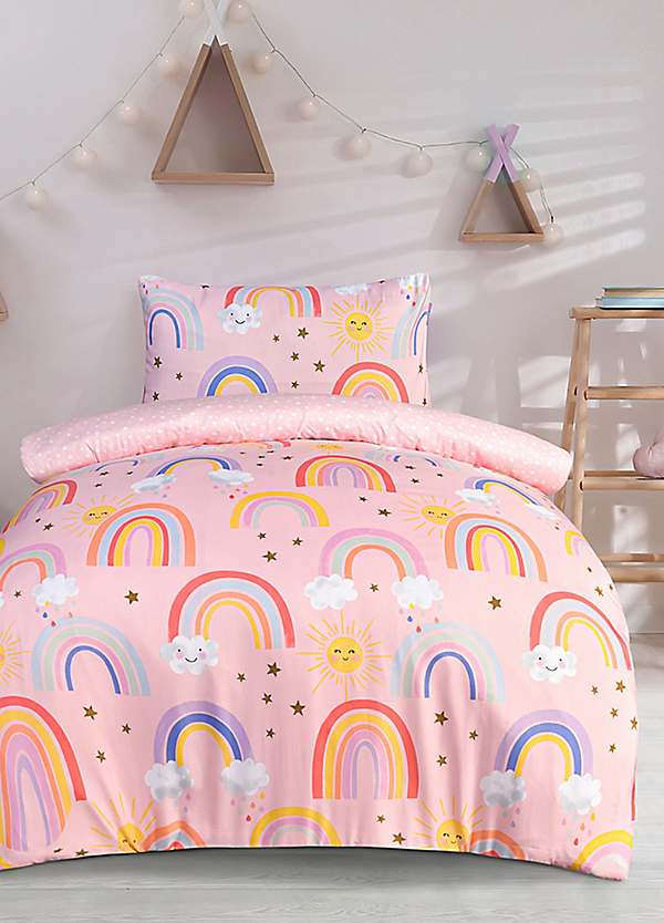 Kids Rainbow Glitter Single Duvet Cover Set by Sleepdown