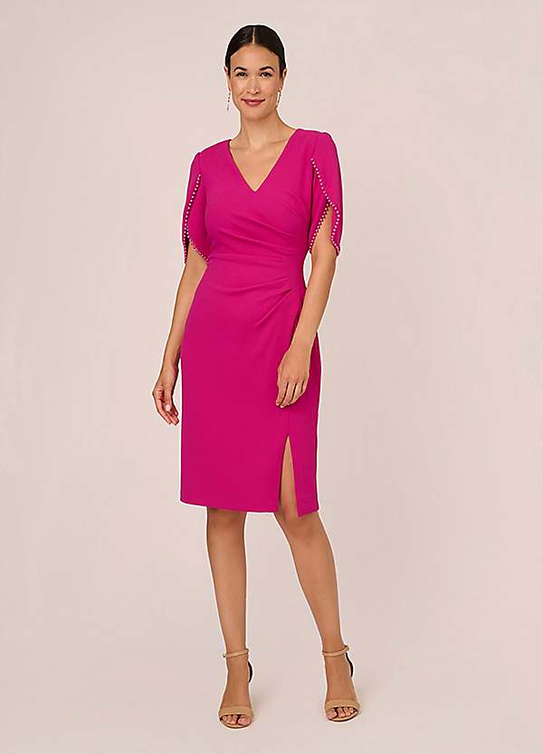 Knit Crepe Pearl Trim Dress by Adrianna Papell