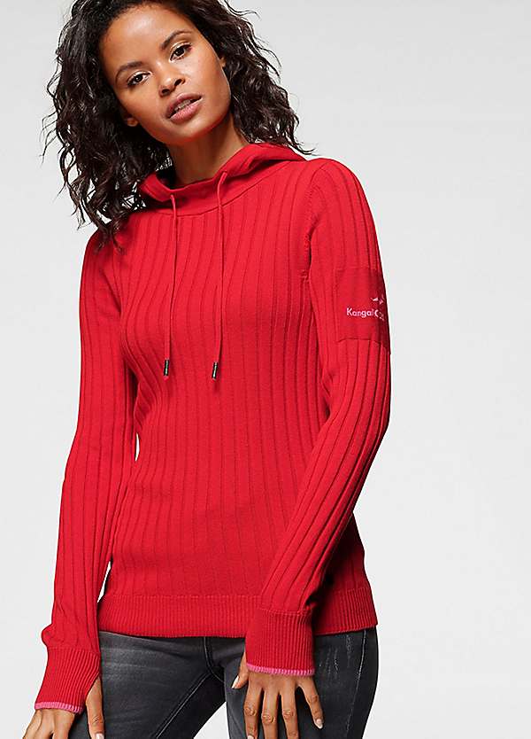 Knitted hot sale hoodie womens