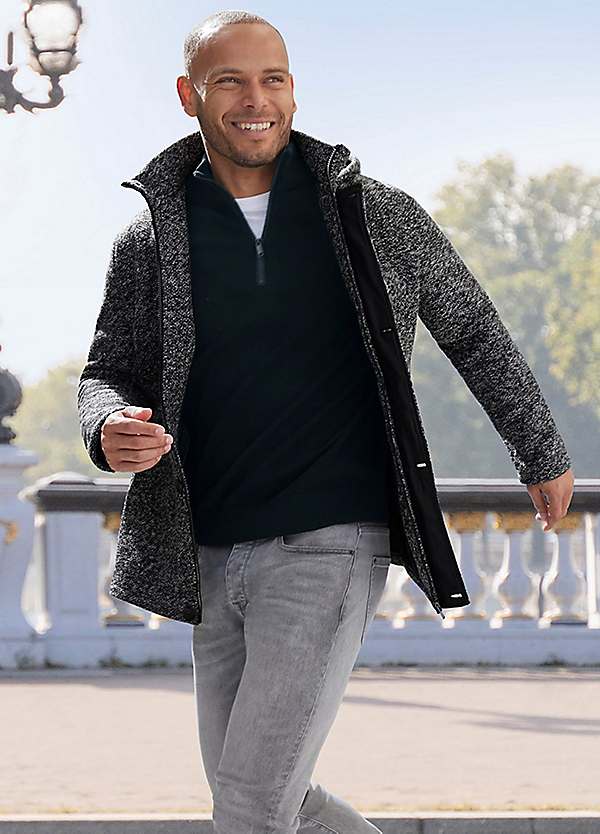 HOT Black Fleece Lined Fleece Denim Jacket Men Fleece Lined