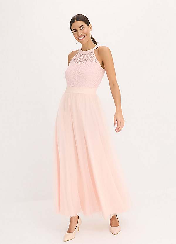 Lace Bodice A-Line Chiffon Dress by bonprix | Look Again Lace Bodice A-Line Chiffon Dress by bonprix | Look Again