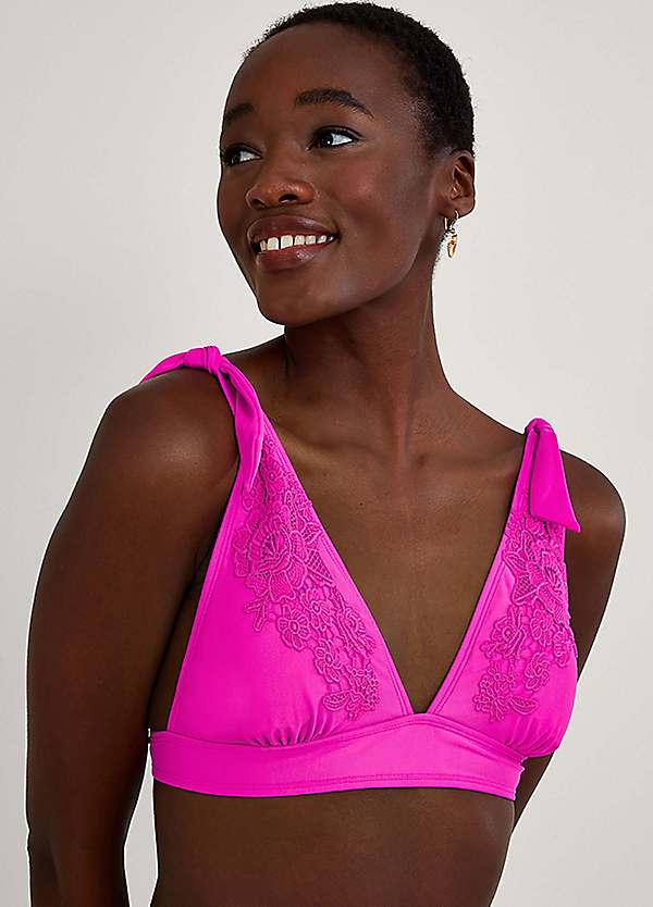 Lace Trim Bikini Top with Recycled Polyester by Monsoon Look Again