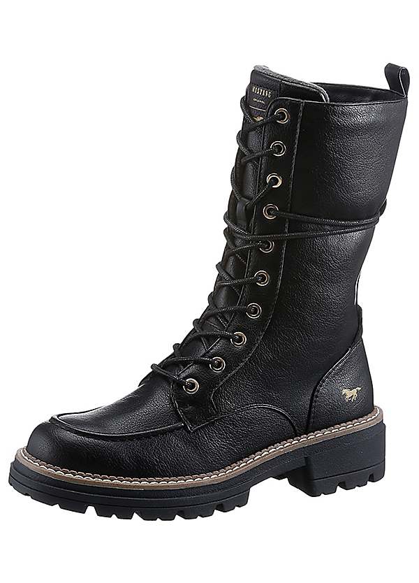 Black lace up biker boots hotsell