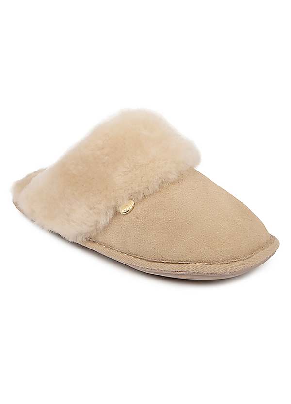 Ladies Duchess Soft Cuff Caramel Mule Slippers by Totes Just Sheepskin