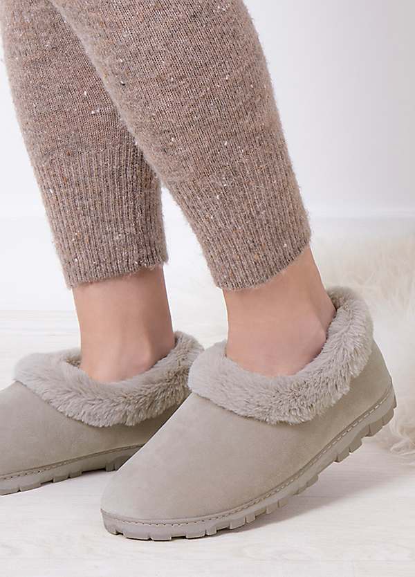 Totes Ladies Grey Microsuede Shoot Slippers by Totes