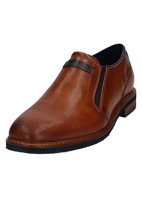 Mens perforated leather sale slip on shoes