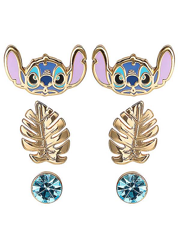 Lilo & Stitch Blue and Gold Coloured 3 Piece Earring Set by Disney  