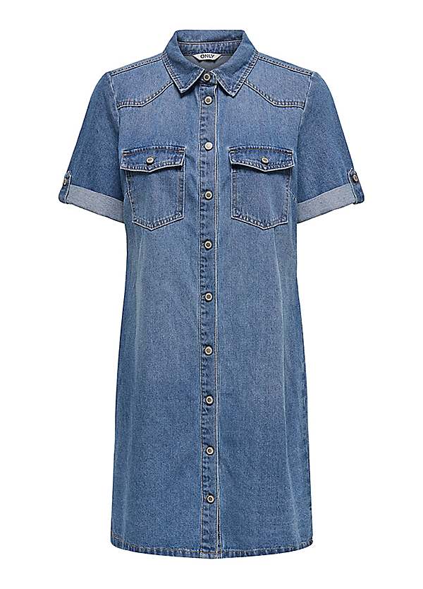 Lisa Short Sleeve Denim Dress by Only | Look Again Lisa Short Sleeve Denim Dress by Only | Look Again