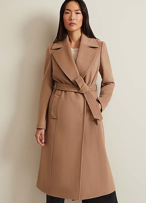 Livvy Wool Camel Trench Coat by Phase Eight Look Again