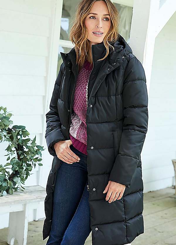 Long padded quilted coat sale