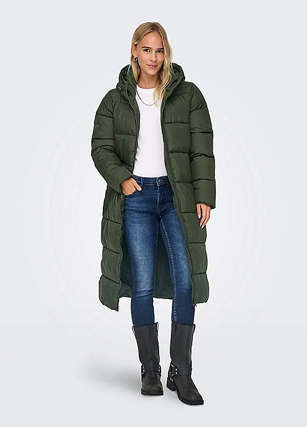 Long Puffer Quilted Coat by Only Look Again