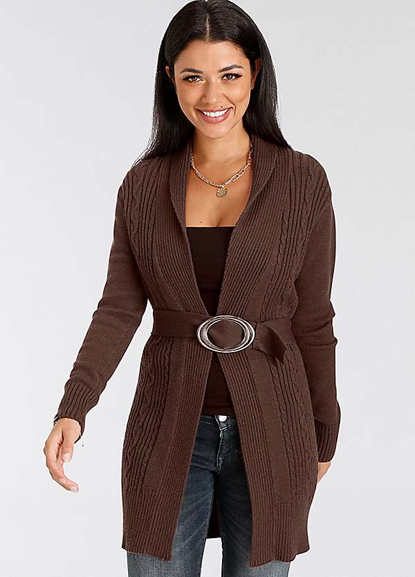 Long cardigan with on sale belt