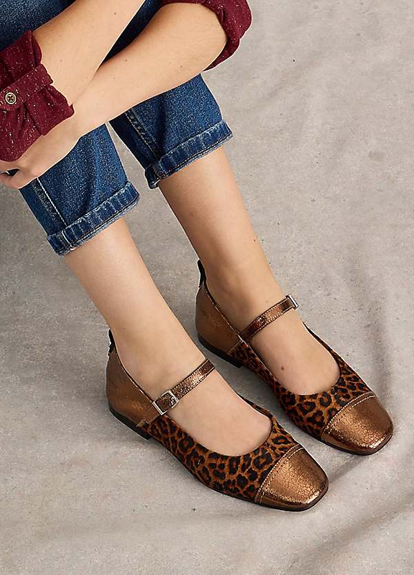 White Stuff Metallic Brogues Ladies White Stuff Loral Brown Mary