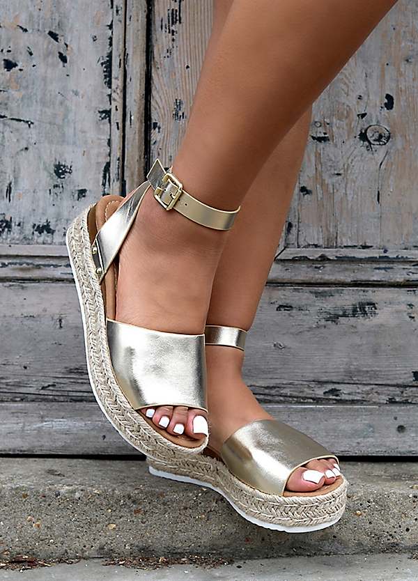 Luna Gold Espadrille Wedges by Linzi Look Again