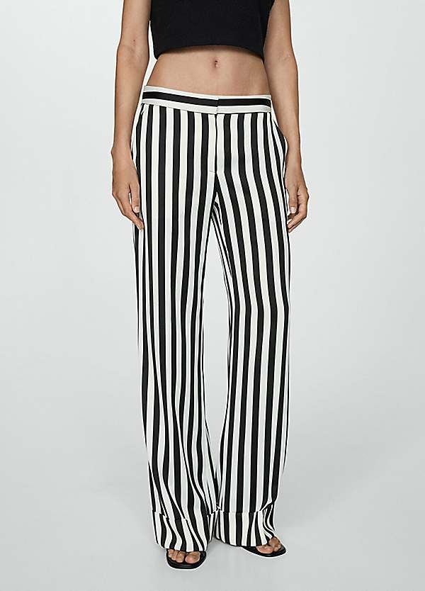 Luxor Black and White Stripe Trousers by Mango